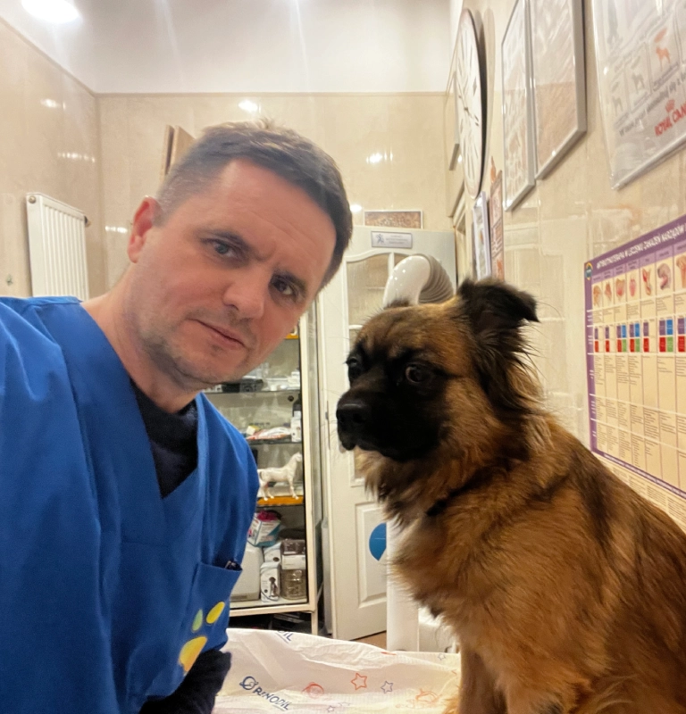 Michał Brajerski z psem